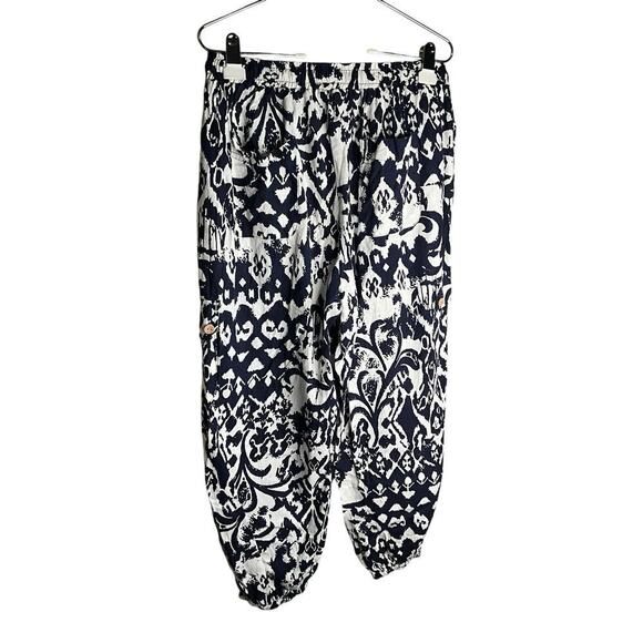 Rachel Roy Ankle Pants Pull On Pleated Pockets Printed Black Womens Large NWT - Picture 2 of 2